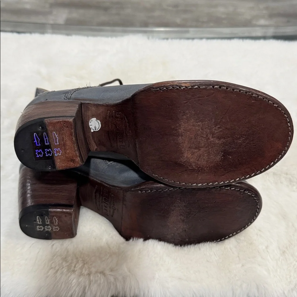 BED|STU Distressed Gray Leather Heeled Boots - Picture 7 of 13